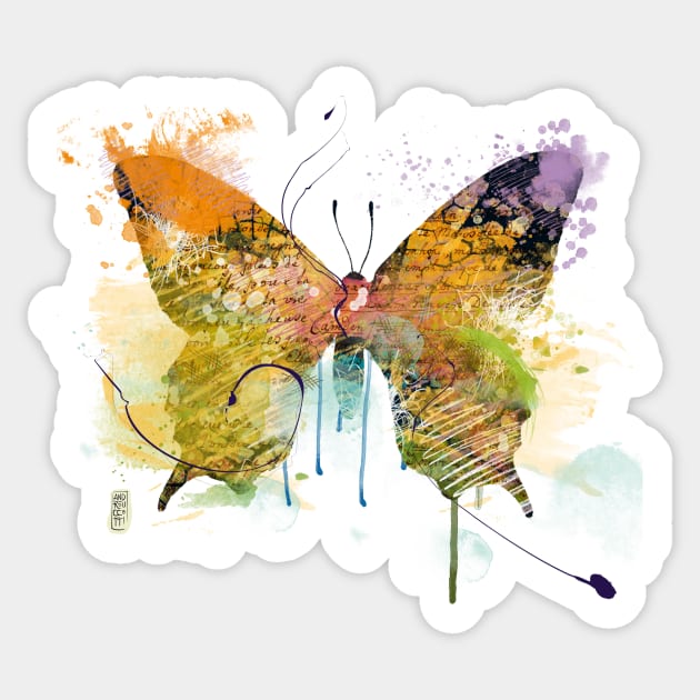 Written butterfly Sticker by Andreuccetti Art